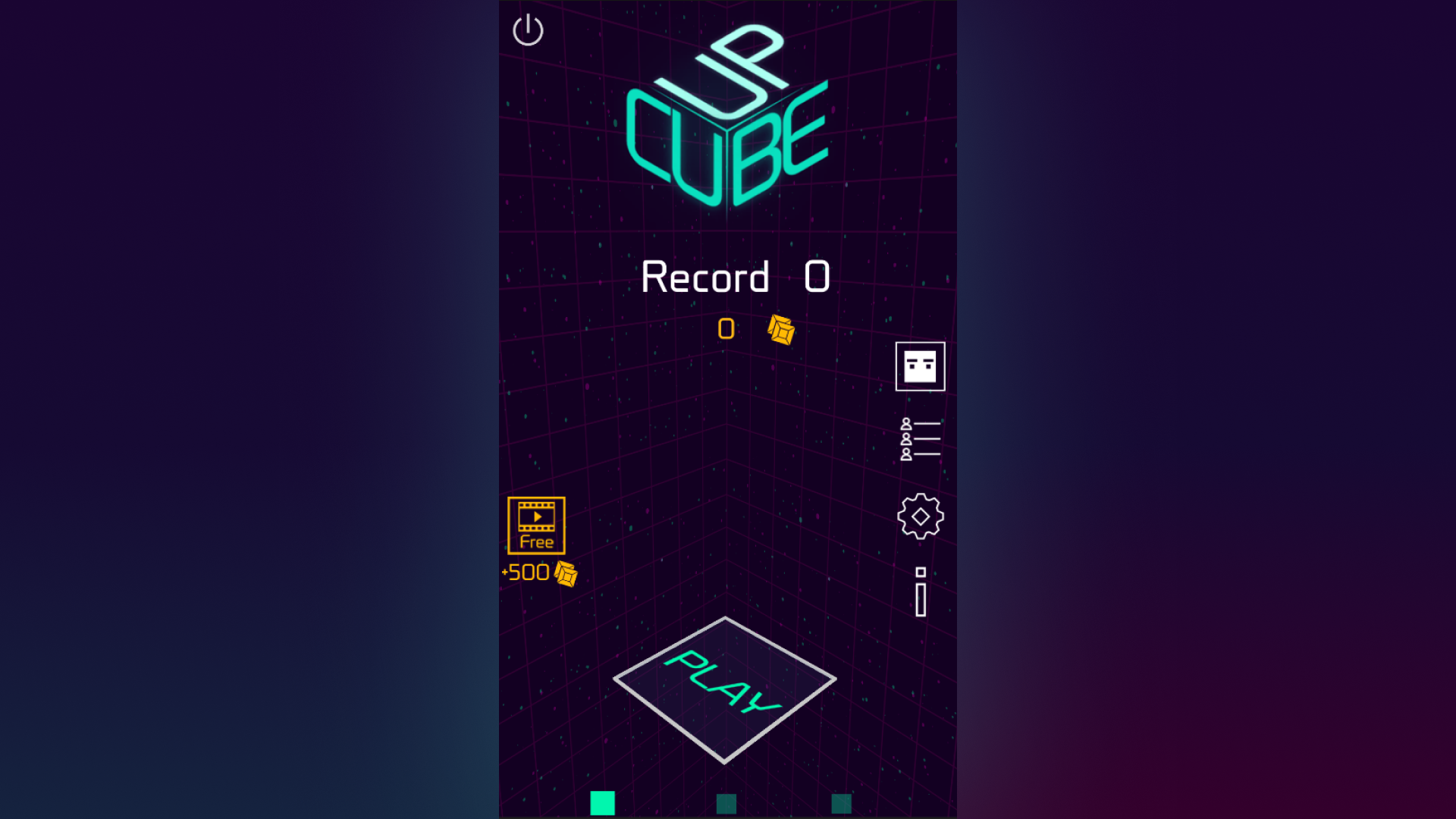 Cube Up menu with the last record written in the center