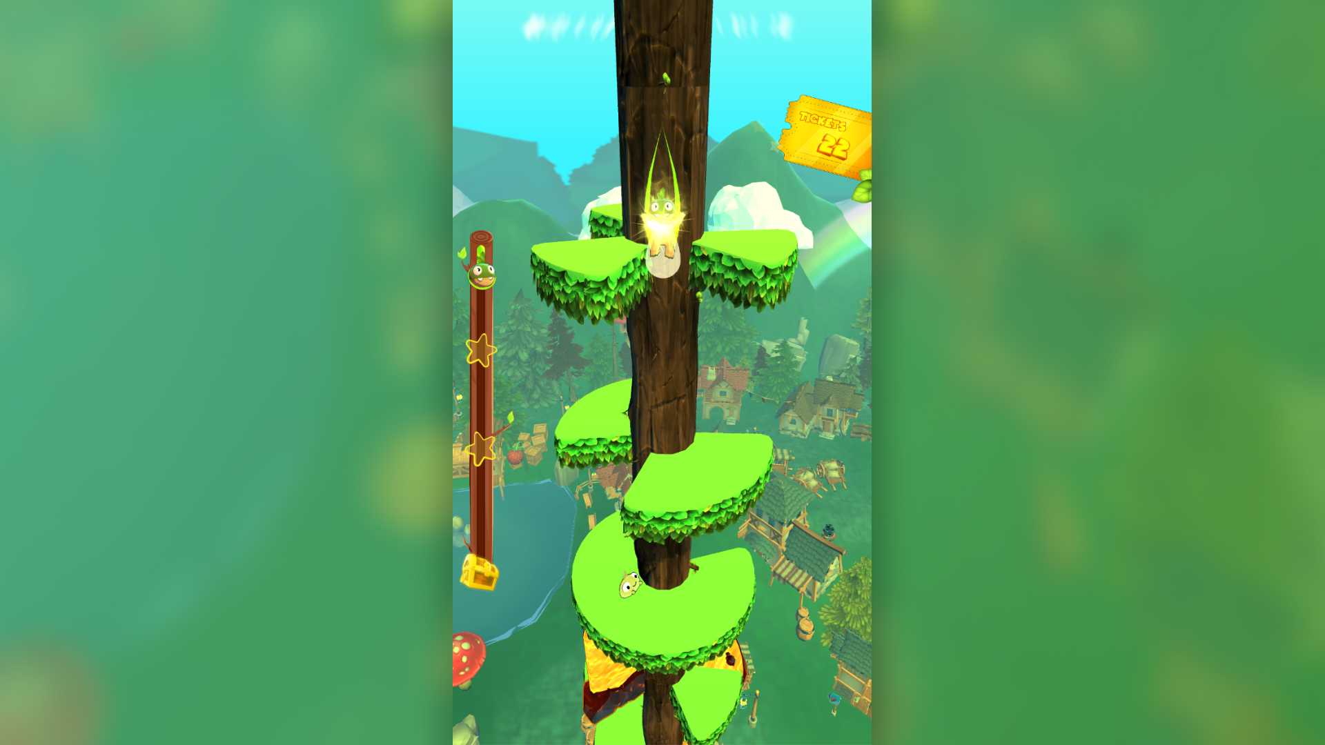 Forest Jump gameplay boost allowing the character to destroy the platforms under it